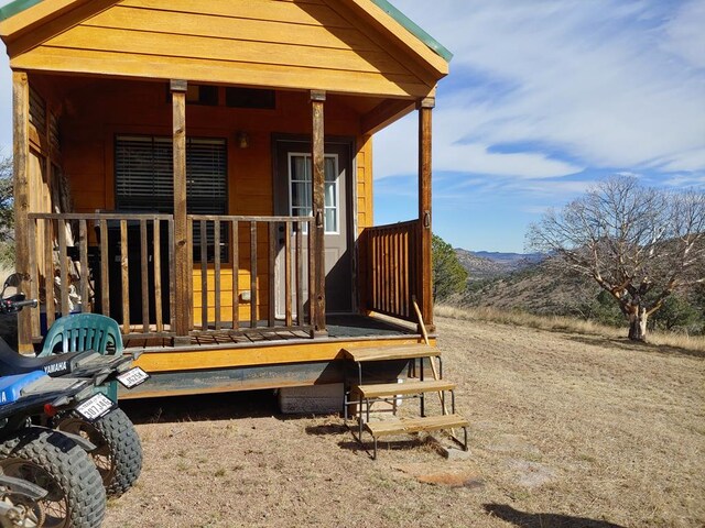 exterior space with a mountain view