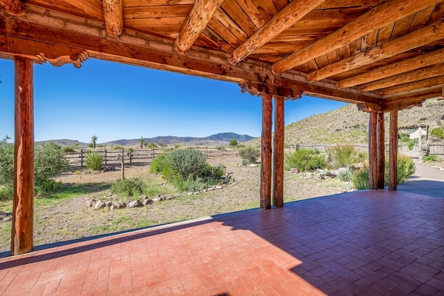 view of patio featuring a mountain view