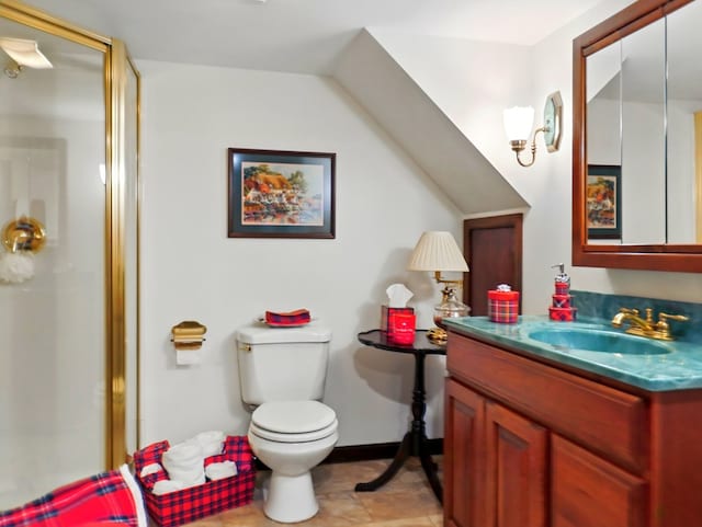 702/704 S Wilbur Ave, Sayre, PA 18840 - full bath featuring a stall shower, toilet, vanity, and baseboards