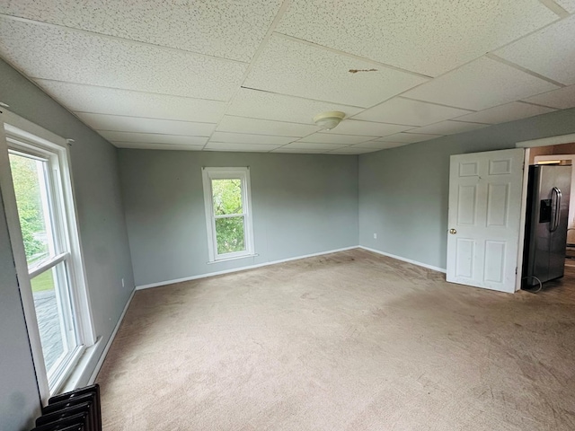 228 Willow St, Athens, PA 18810 - carpeted empty room with baseboards and a drop ceiling