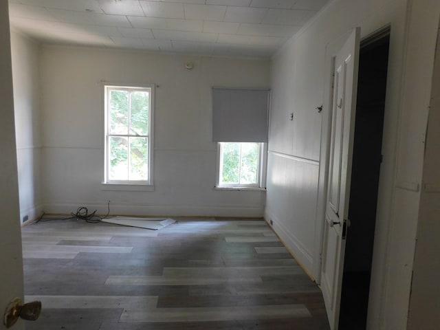 unfurnished room featuring hardwood / wood-style flooring and a healthy amount of sunlight