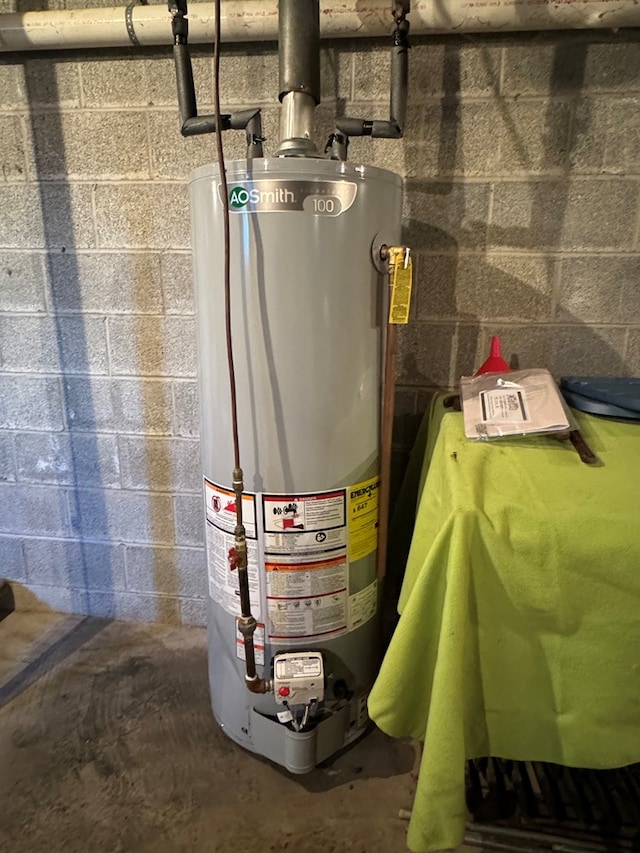 utility room featuring gas water heater