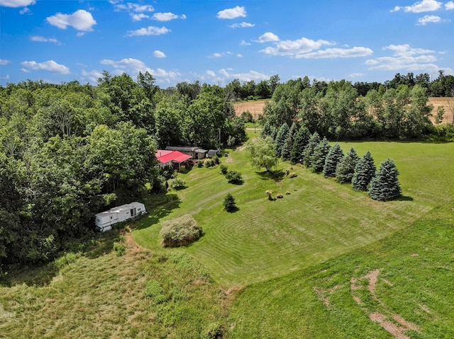 birds eye view of property featuring a rural view