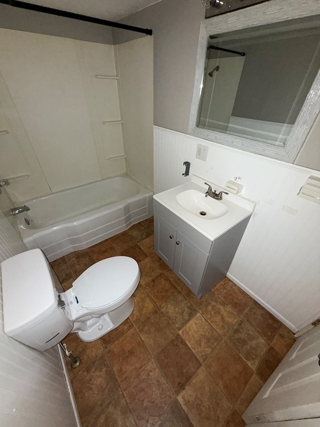 321/2 Pine St, Waverly, NY 14892 - full bath featuring toilet, vanity, wainscoting, and tub / shower combination