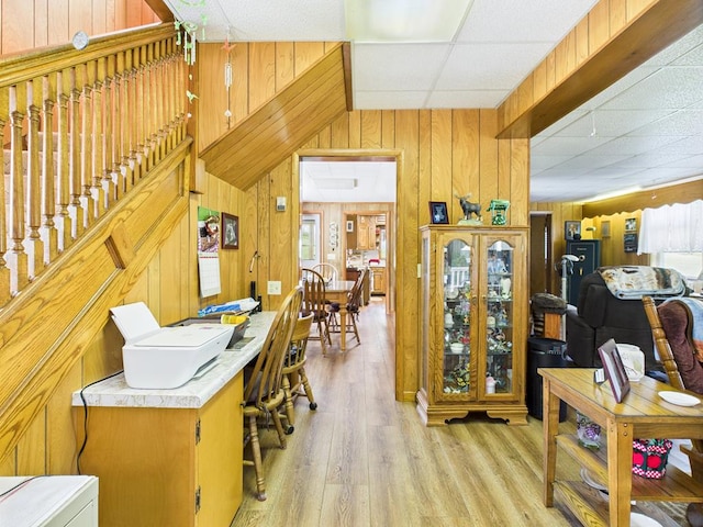 40 W Hebron Rd, Coudersport, PA 16915 - office space with wooden walls, a paneled ceiling, and light wood-type flooring