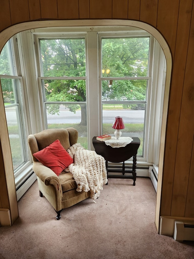 sunroom featuring a baseboard heating unit