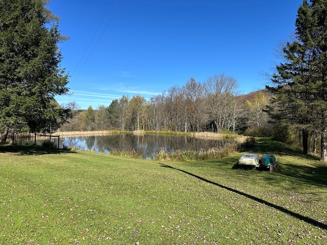 view of yard featuring a water view