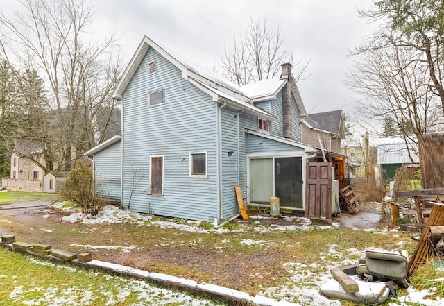 view of snow covered exterior