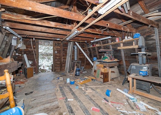 view of unfinished attic