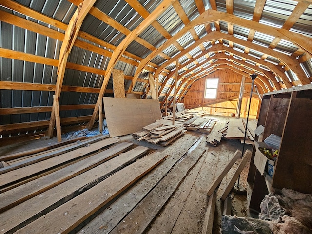 view of unfinished attic