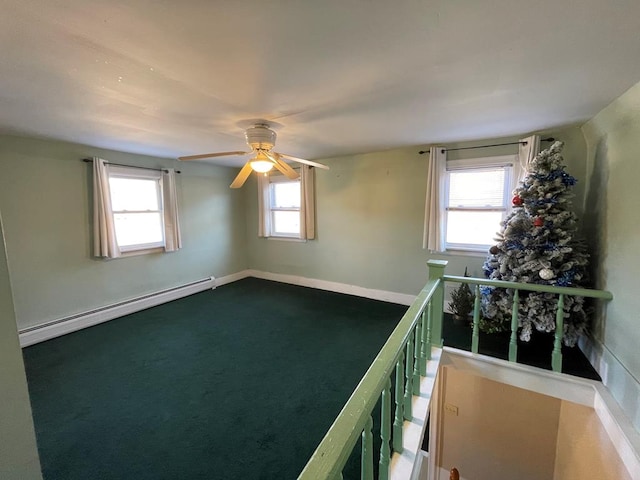 1571 State Route 44n, Coudersport, PA 16915 - unfurnished room with a baseboard radiator, dark carpet, and a ceiling fan