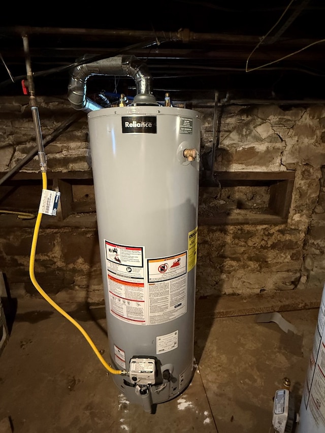 utility room with water heater