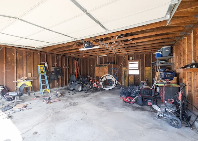 garage with a garage door opener