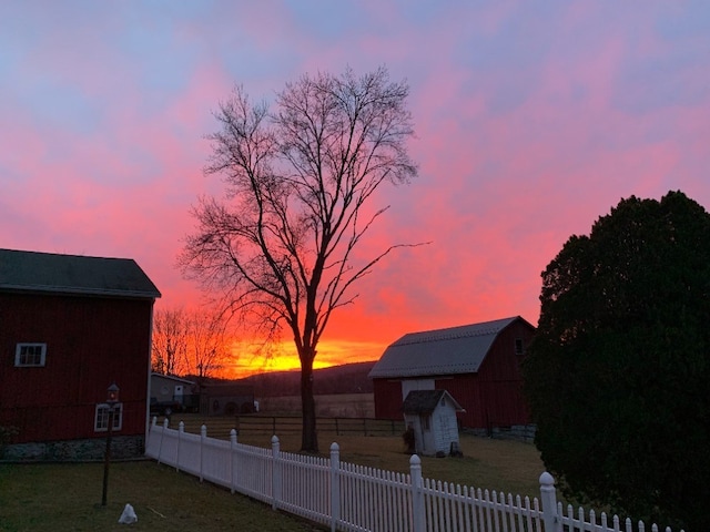 17800 Rte 6, Towanda, PA 18848 - yard at dusk with a barn and an outbuilding
