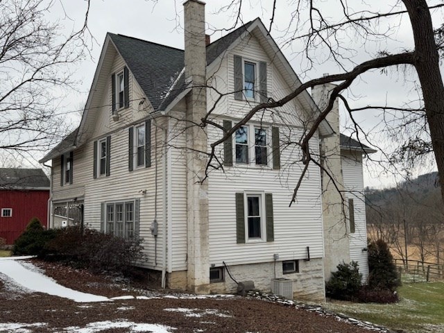 view of snow covered property