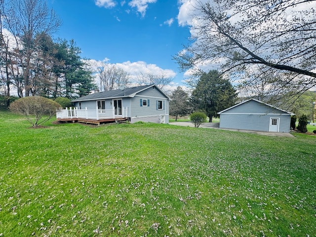 425 Gateway Industrial Park Rd, Athens, PA 18810 - back of property with a yard, a wooden deck, and a chimney