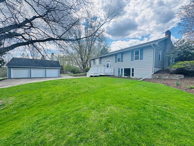 425 Gateway Industrial Park Rd, Athens, PA 18810 - exterior space featuring a front yard, an outbuilding, a chimney, and a garage