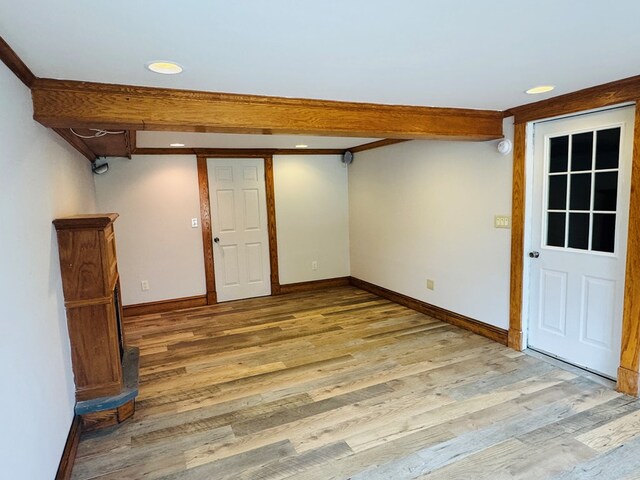 425 Gateway Industrial Park Rd, Athens, PA 18810 - basement with baseboards, light wood-type flooring, and recessed lighting