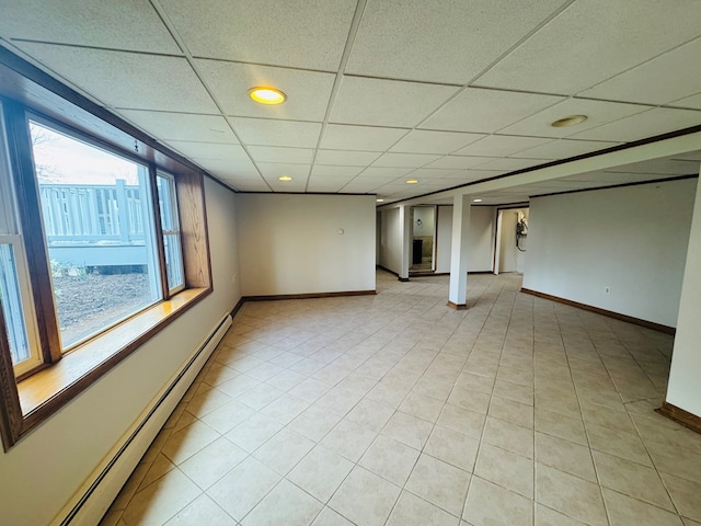 425 Gateway Industrial Park Rd, Athens, PA 18810 - interior space with a baseboard heating unit, recessed lighting, light tile patterned floors, a drop ceiling, and baseboards