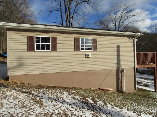 view of snow covered exterior