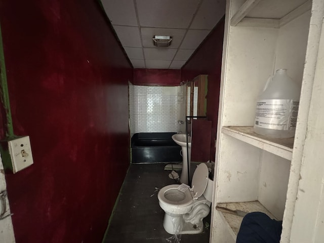 207 William St, Towanda, PA 18848 - bathroom featuring toilet and a drop ceiling