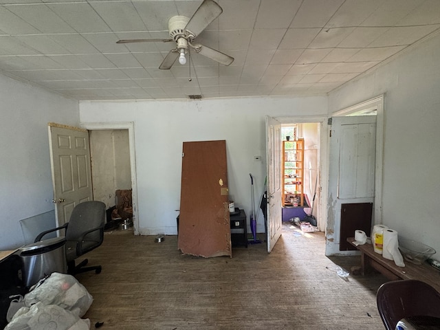 207 William St, Towanda, PA 18848 - living area with wood finished floors and a ceiling fan