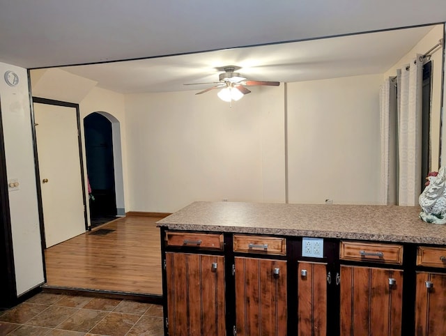 kitchen with ceiling fan