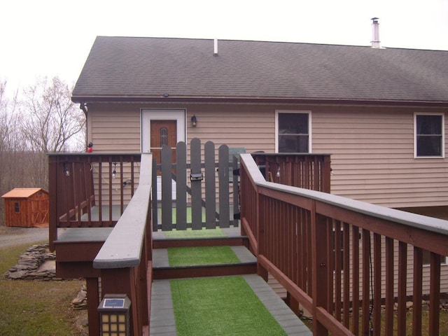 484 French Hill Rd, Middlebury Center, PA 16935 - deck featuring a storage shed and an outdoor structure