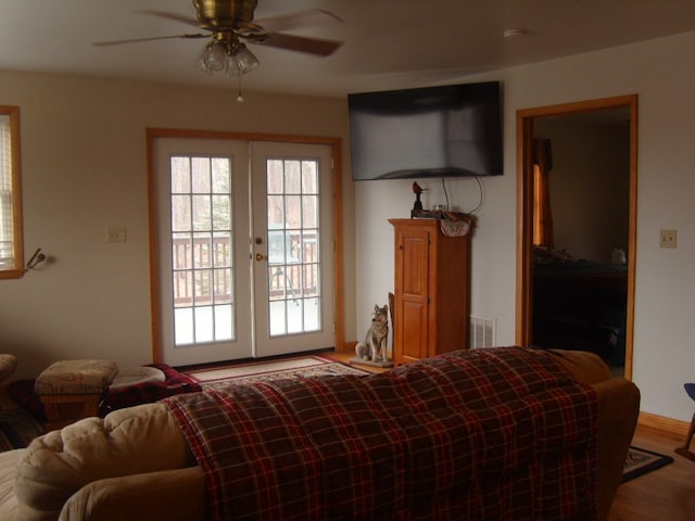 484 French Hill Rd, Middlebury Center, PA 16935 - bedroom with visible vents, access to exterior, multiple windows, and french doors