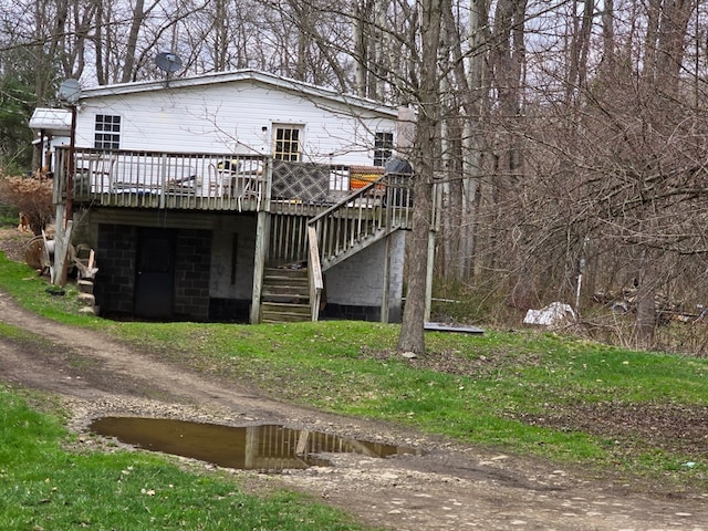 296 Low St, Shinglehouse, PA 16748 - rear view of property with a wooden deck and stairway