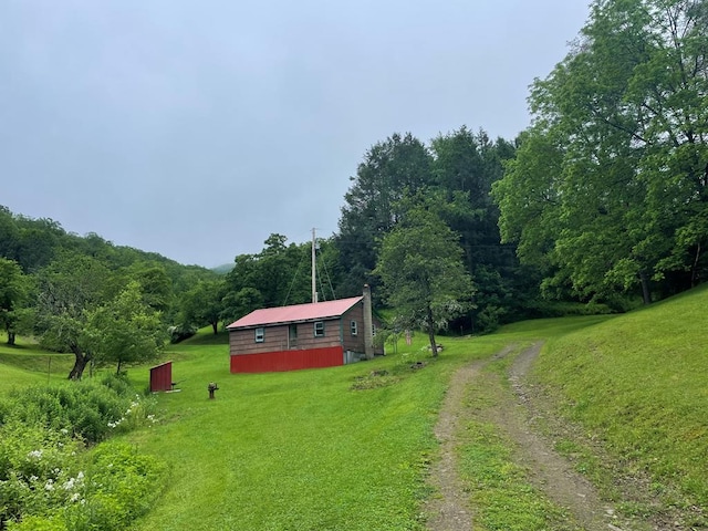 286 Hidden Hollow Farm Dr, Austin, PA 16720 - view of grassy yard with dirt driveway, a rural view, and a view of trees
