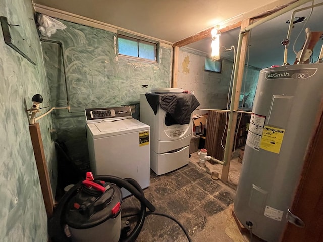 286 Hidden Hollow Farm Dr, Austin, PA 16720 - washroom with water heater and separate washer and dryer