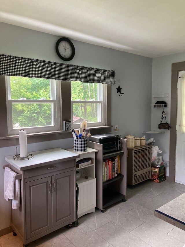 115 Pine St, Galeton, PA 16922 - kitchen featuring light countertops and gray cabinetry