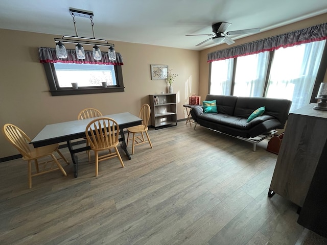 115 Pine St, Galeton, PA 16922 - dining room with plenty of natural light, wood finished floors, and ceiling fan