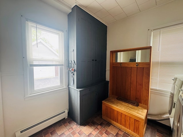 mudroom featuring a baseboard heating unit