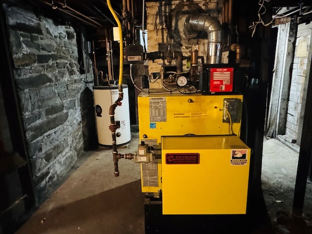 utility room with water heater