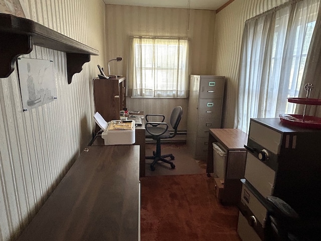 408 S E St, Coudersport, PA 16915 - office area with wallpapered walls and carpet floors