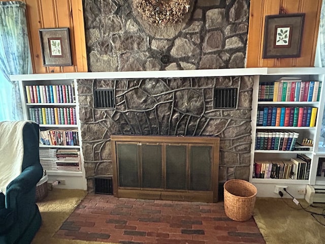 408 S E St, Coudersport, PA 16915 - living area with a stone fireplace and brick patterned floors