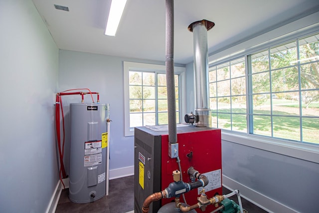 utility room with electric water heater