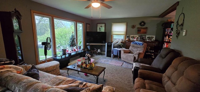 1972 Burnham Rd, Gillett, PA 16925 - carpeted living area featuring a ceiling fan