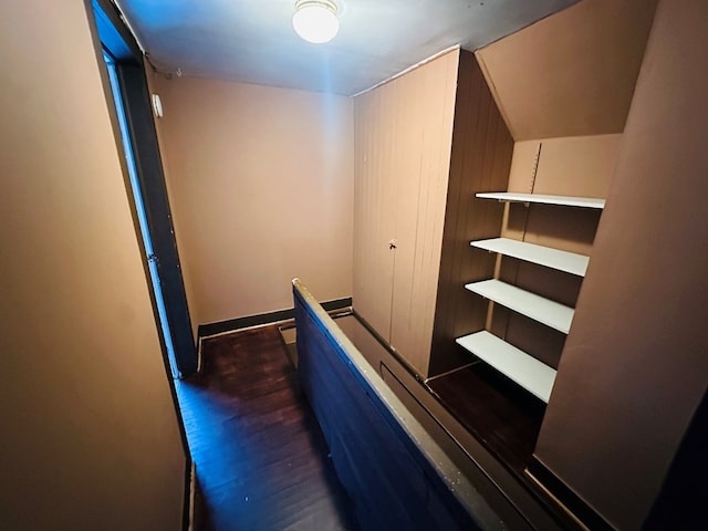 interior space with dark hardwood / wood-style flooring