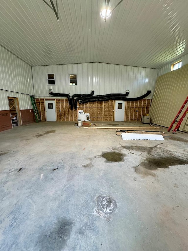 garage with wooden walls