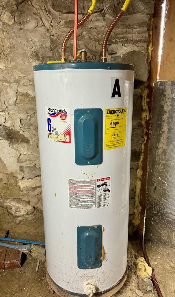 utility room with water heater