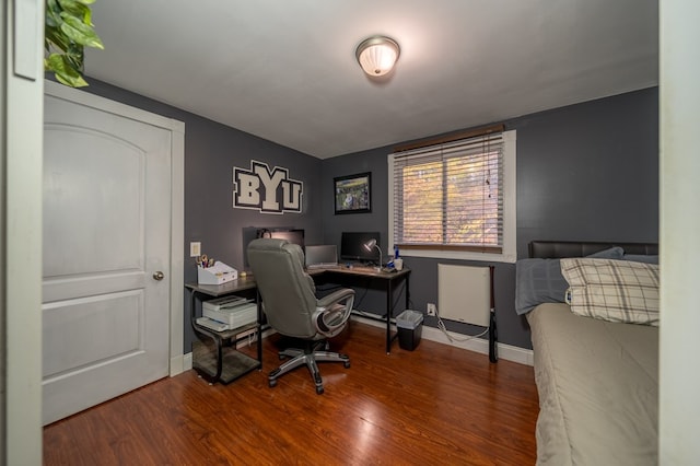 office area with wood-type flooring