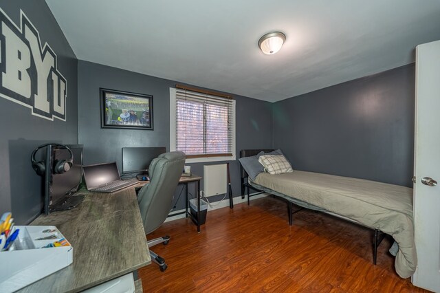 bedroom with hardwood / wood-style floors