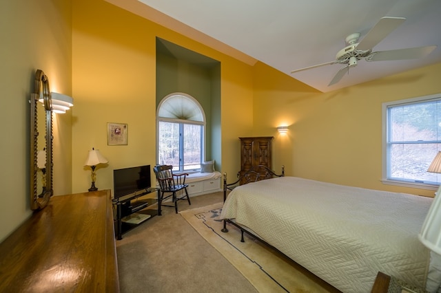 bedroom with carpet and ceiling fan