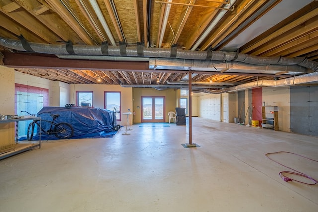 garage featuring french doors