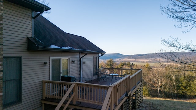 deck featuring a mountain view