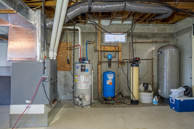 utility room with water heater