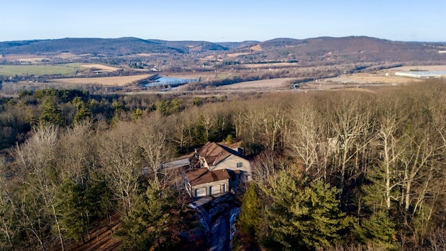 aerial view with a mountain view